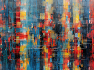 Fototapeta premium Abstract art colorful grid painting background