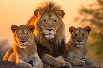 Fototapeta premium Lion at outdoors in wildlife. Animal