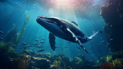 Naklejka premium shark in the sea