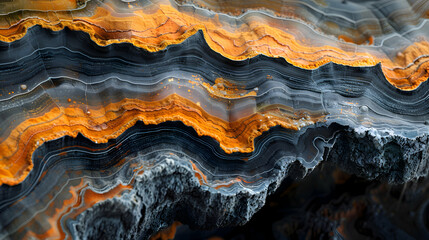 Obraz premium A close-up of nature cave formationsof the rock and mineral deposits