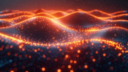 3D rendering of abstract connected dots and lines. Concept of AI technology, motion of digital data. Communication and technology network concept with moving lines and dots.
