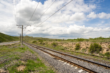 The train railway in nature