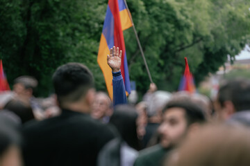 Crowd during protest, political, public opposition concept