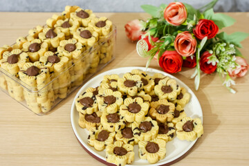 Chocolate jam thumbprint cookies, popular serving to celebrate Lebaran Idul Fitri (Eid Al Fitr)