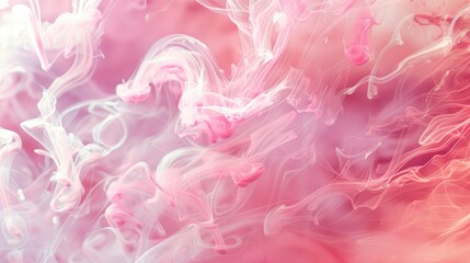 Fototapeta premium Pink and white paint dancing, Ink Aura, gentle luminescence flows from liquid currents, background photo