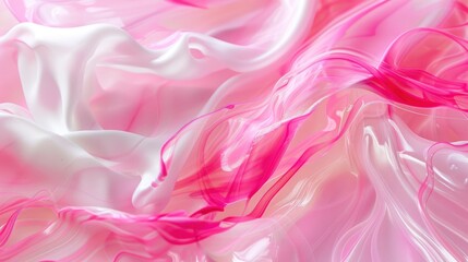 Obraz premium Pink and white paint dancing, Ink Solstice, gentle radiance emanates from fluid flows, technology photo