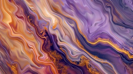 Obraz premium Rust and lilac paint swirling, Ink Aura, gentle illumination seeps through fluid rivers, 3D photo