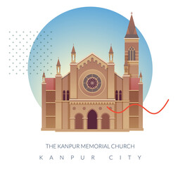 The Kanpur Memorial Church - Kanpur City, Uttar Pradesh  - Stock Illustration