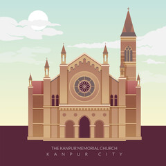 The Kanpur Memorial Church - Kanpur City, Uttar Pradesh  - Stock Illustration