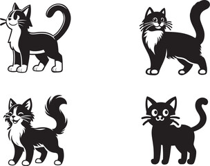Cat silhouette against a white background vector illustrations
