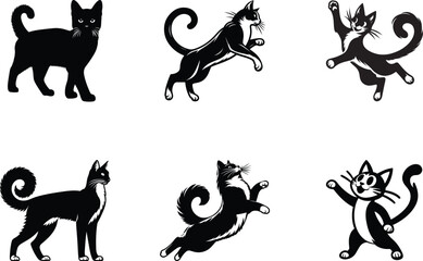 Cat silhouette against a white background vector illustrations