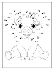 Obraz premium Animals dot to dot activity book for coloring page