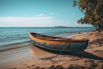 Canoe boat on the beach