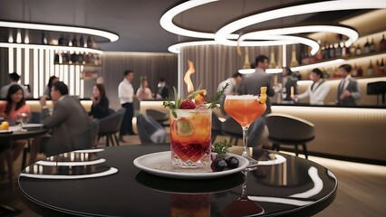 Cocktail on the table modern bar and restaurant