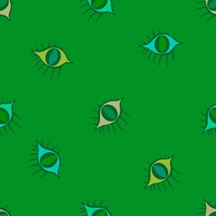 Cartoon Halloween monsters eyes seamless autumn pattern for wrapping paper
