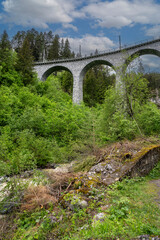 Landwasser viaduct in Switzerland mountain