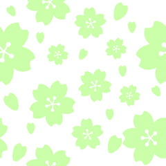 mint green cherry blossom seamless repeat pattern