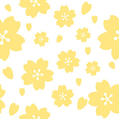 yellow cherry blossom seamless repeat pattern