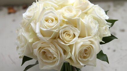 Obraz premium Bridal bouquet of white roses.