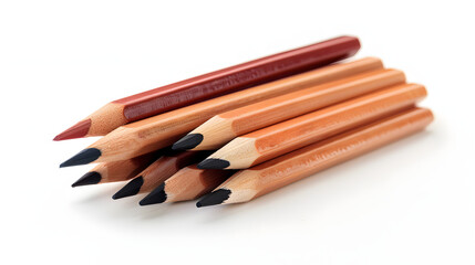 Obraz premium Colored pencils set on a plain white background with space for text