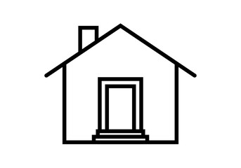 Icono negro de una casa o vivienda con chimenea