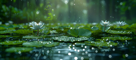 A close-up of nature swamp floraof the plants and water captured in stunning clarity