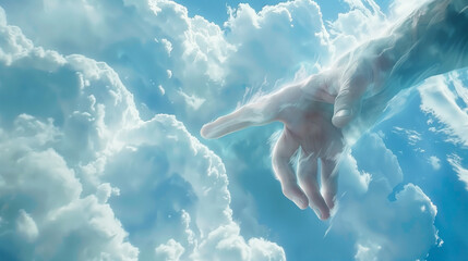 Divine hand reaching from the heavens