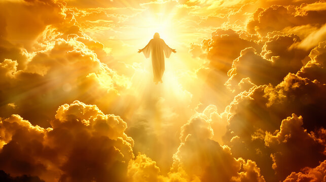 Ascension through golden clouds