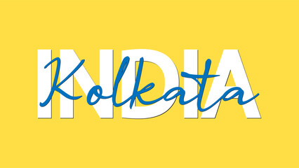 Kolkata in India calligraphy concept vector vector illustration. Kolkata  is the capital and the largest city of the Indian state of West Bengal.