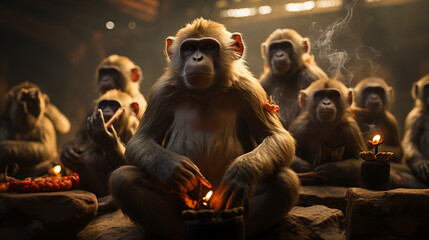 group of monkey  - Powered by Adobe