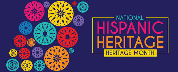 National Hispanic Heritage Month celebrated from 15 September to 15 October USA. Latino American Papel Picado pattern background for greeting card, banner, poster and background.