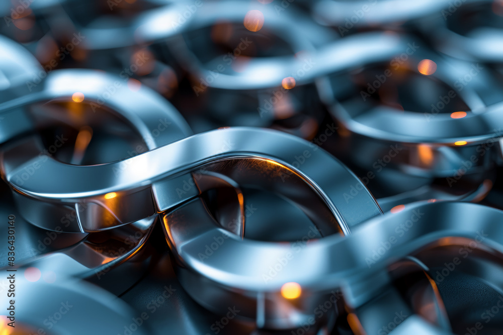 Aufkleber a series of interlocking metallic rings forming a complex structure. concept of connectivity and uni