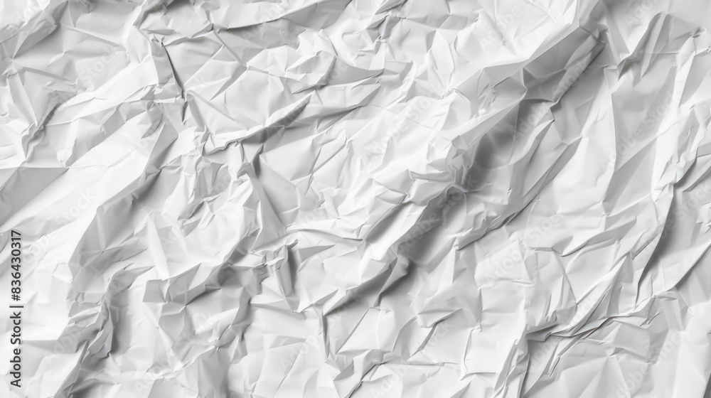 Poster A close-up view of a crumpled sheet of paper with wrinkles and creases