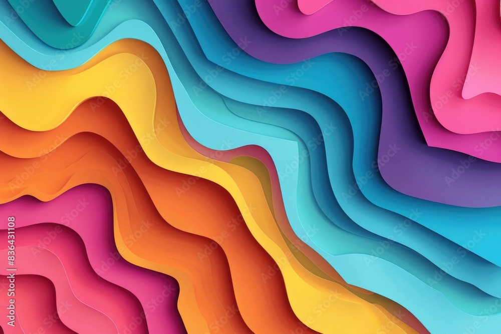Poster A colorful wavy pattern on a bright background, suitable for use in design and creative projects