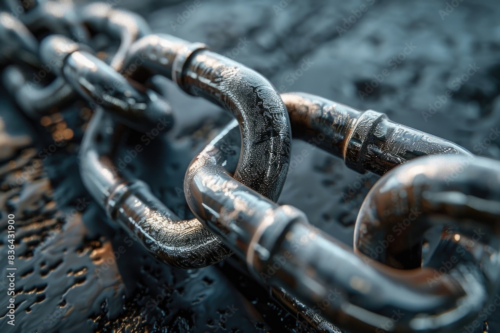 Poster a detailed view of a chain lying on a surface