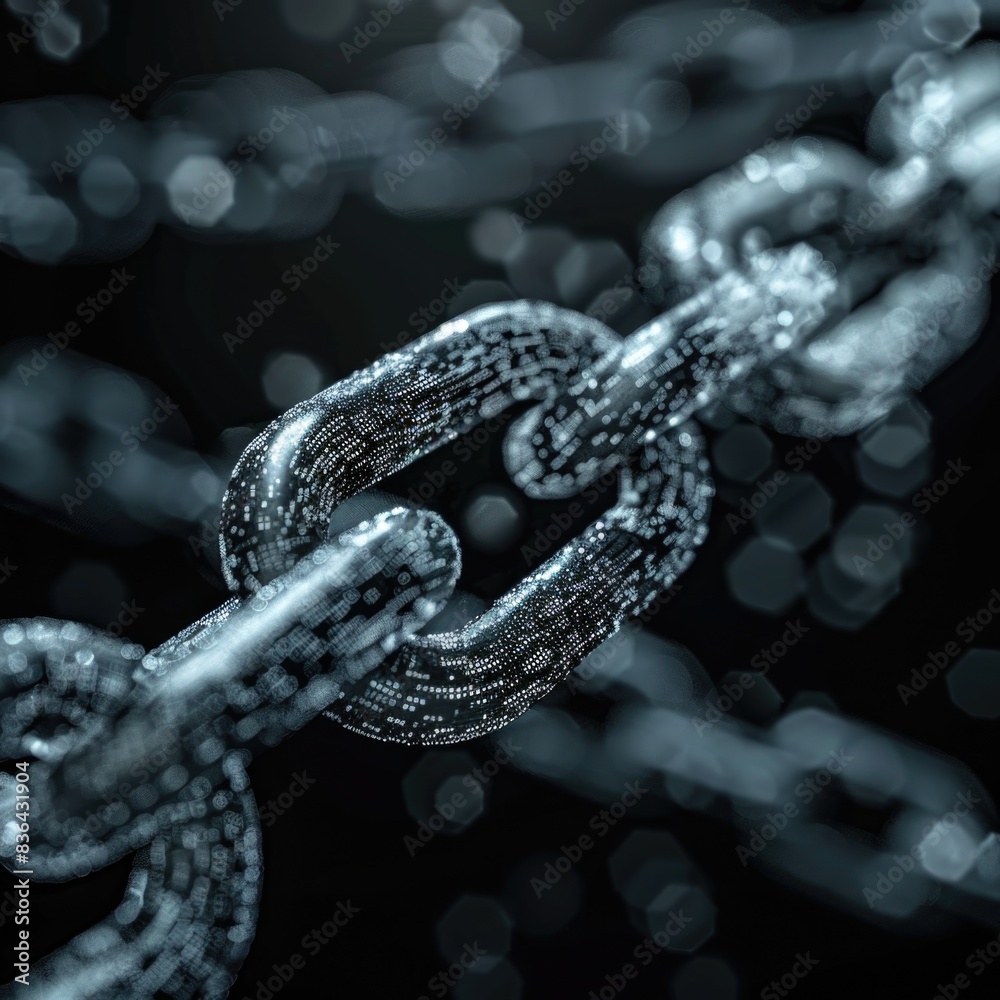 Poster a detailed view of a chain link, suitable for various uses such as industrial or construction contex