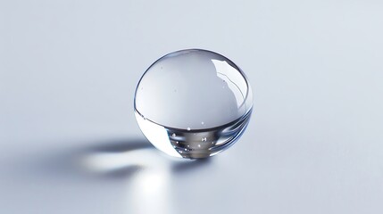 Isolated water droplet, highly detailed, resting on a pure white surface.