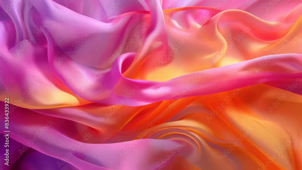 Poster close-up shot of a pink and yellow fabric with intricate patterns, suitable for textile design or fa