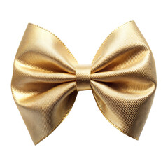 Golden Satin Bow Tie Isolated on Transparent Background