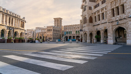 Obraz premium Renovated old building in the famous qatar souq waqif. qatar old market