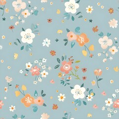 Fototapeta premium floral garden bloom flower pattern seamless wallpaper design illustration ornament decor