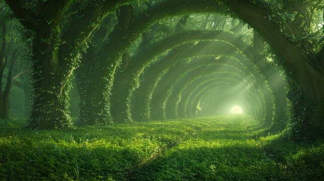 In the Netherlands, there is a work of art called the Green Cathedral. It consists of an assembly of trees arranged like the plot of a cathedral, connected to a neighbouring forest.