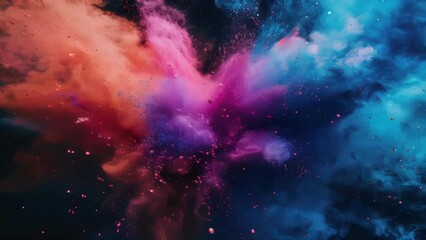 A colorful burst of powder fills the air with vibrant hues.