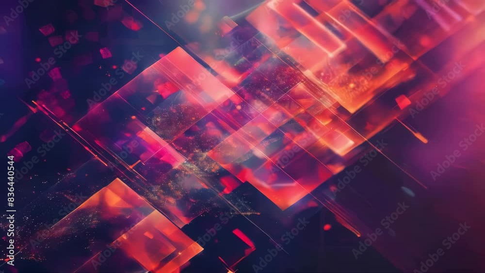 Poster a vibrant abstract background featuring purple and red squares.
