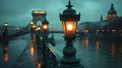 Obraz premium At dusk, the Liberty Bridge in Budapest, Hungary - May 1, 2018