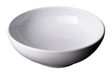A single white ceramic bowl showcases its simple and clean design, on a transparent, white background, ideally saved as a png