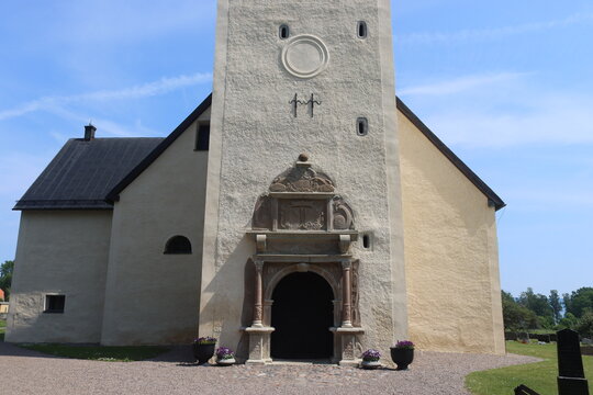 Sweden. Kumlaby Church on the island of Visingsö in Lake Vättern. The church was built in the first half of the 12th century and rebuilt by Count Per Brahe in the 1630s. Gränna in Jönköping County.
