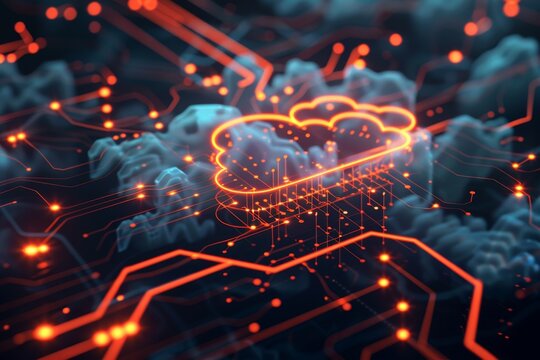 High quality cloud computing network data storage technology service diagram concept