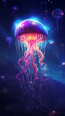 Beautiful glowing jellyfish