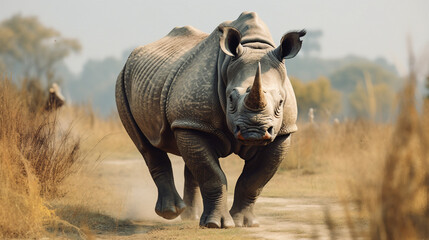 Fototapeta premium rhino in the savannah
